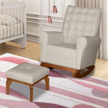 Imagem de Poltrona De Amamentação E Balanço Páris C/ Puff Corino Bege