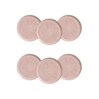 Imagem de Conjunto de Pratos Rasos Porto Brasil Bio Litchi Rosa Claro 27,5cm – 6 Peças