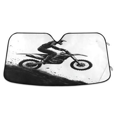Imagem de Blueangle Para-brisa de carro Motocross Rider Protetor solar para carros - Proteção UV dobrável, ajuste universal 139.7 cm x 70.1 cm Protetor de para-brisa dianteiro (412)