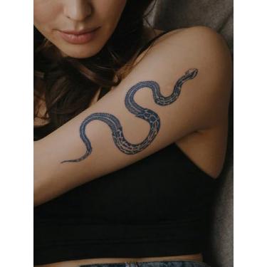 Imagem de Suco de ervas semipermanente gótico cobra com duração de 7 a 14 dias tatuagem não reflexiva braço pulso peito abdome corpo traseiro tatuagem adesivo temporário 1 pacote