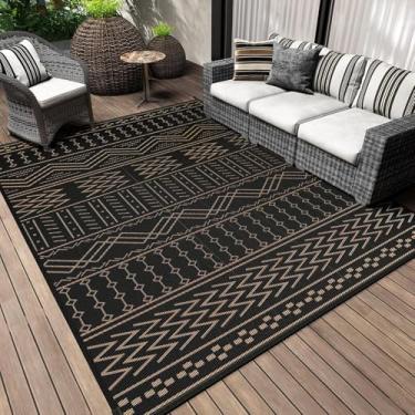 Imagem de HGTRH Tapete exterior terraço impermeável grande, tapetes de jardim exteriores, sustentáveis tecido tecido de veludo de vidro tapetes de ar com sola antiderrapante