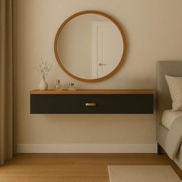 Imagem de Penteadeira Com Gaveta 60CM Console Camarim(PRETO/NATURE)