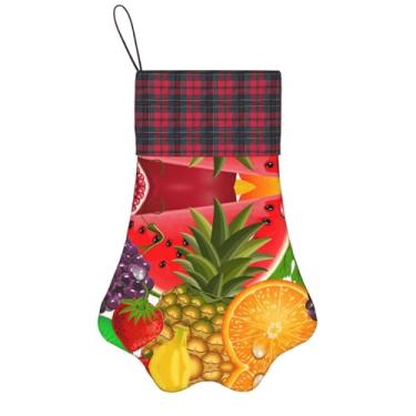 Imagem de SKKNT Meias de Natal com estampa de abacaxi e frutas frescas, animais de estimação, decoração de Natal, cães, gatos, árvores, doces, presente, conveniente