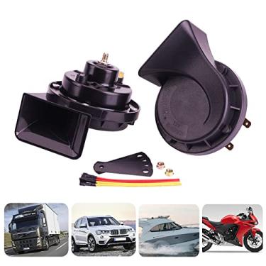 Imagem de AOLIHAN Buzina de carro, buzina de trem alto para caminhão, buzina de caracol elétrico de ar alto, buzina de motocicleta impermeável de 12 V, som duplo de chifre de ar para carro, motocicleta, caminhão de barco (buzina preta)