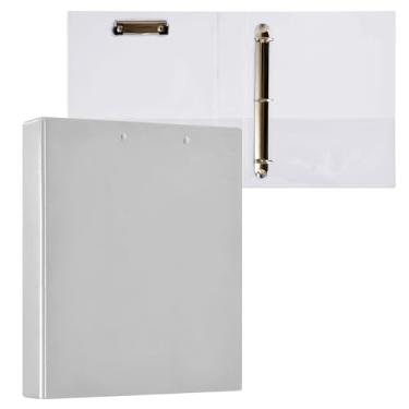 Imagem de Pasta de arquivo cinza claro para fichário de anéis redondos para escola e escritório, pacote com 2