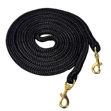 Imagem de Kabahorze Rédea redonda para cavalo de trilha com encaixes, 1,27 cm de diâmetro x 3 m, rédea de corda de nylon trançado duplo, rédea de corda para cabeça de cavalo | Aderência durável, macia e