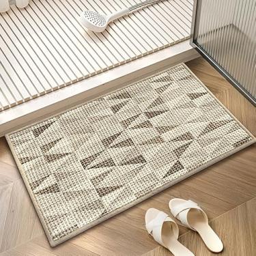 Imagem de GRANNY SAYS Tapetes de banheiro bege, tapete de banheiro de chenille macio, tapetes de banho absorventes 61 cm x 40 cm, tapetes de banho pequenos antiderrapantes, lavável, secagem rápida, tapete fino