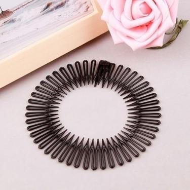 Imagem de Kit 6 Tiaras Pretas Flexíveis Zig Zag para Cabelo – Tiara de Cabelo Unissex Acessório Fashion (Marrom,4 Uni)