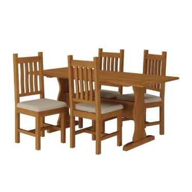 Imagem de Conjunto Mesa 120cm X 80cm com 4 Cadeiras Estofadas Germany - Moveis N