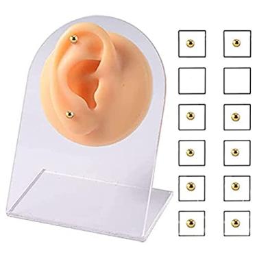 Imagem de Dioche Brincos de Lábio Sem Furo, Brincos Falsos Magnéticos, Diamante Não Perfurante Cravejado, Com Bola Dourada, para Tamanho Pequeno 3mm