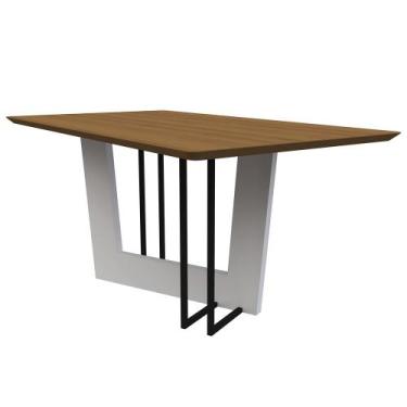 Imagem de Mesa de Jantar Cibele 160 cm Imbuia Base Off White - D'Rossi - DRossi