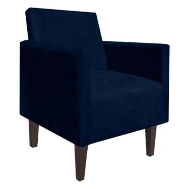 Imagem de Poltrona jade suede pes chanfrado tabaco - DRossi, Azul Marinho