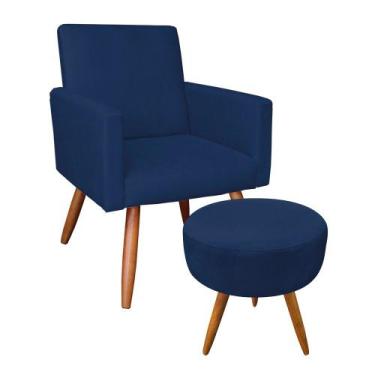 Imagem de Kit 01 Poltrona com 01 Puff Larissa Suede Pés Palito Castanho D'Rossi 