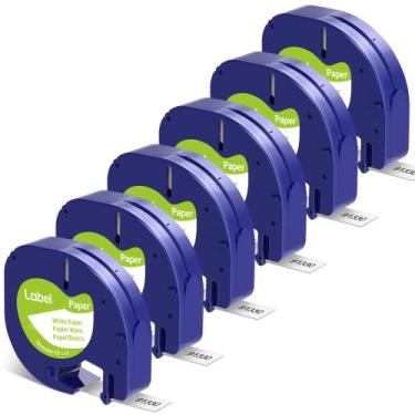 Imagem de Pacote com 6 etiquetas, fita adesiva, papel branco para DYMO LetraTag 