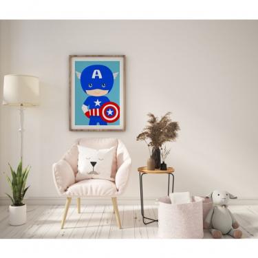 Imagem de Quadro Infantil Decorativo Baby Capitão América Retangular 20 X 30 em Vinil com Vidro Moldura Baixa Preto