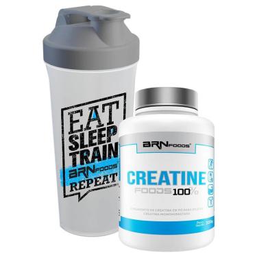 Imagem de Kit Creatina Monohidratada 100% Pura 300g + Coqueteleira 600ml - BRN FOODS-Unissex