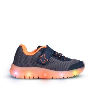 Imagem de Tênis Infantil Menino Kidy Light Fun Marinho Grafite e Laranja Neon Pi