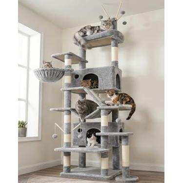 Imagem de Hey-brother Torre de árvore para gatos, postes resistentes de vários níveis para arranh...