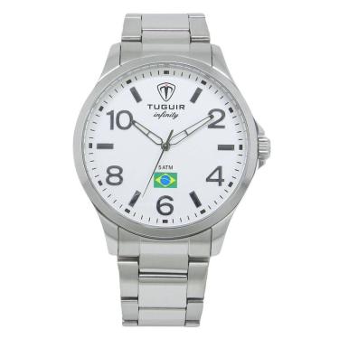 Imagem de Relógio Masculino de Aço Tuguir Analógico Infinity TGI37226 Prata e Branco