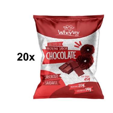 Imagem de 20x Biscoito de Chocolate Wheyviv 45g