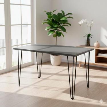 Imagem de Mesa Industrial 128cm x 75cm Hairpin Legs Cinza/Tessila - REGALE MÓVEI