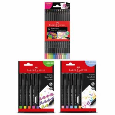 Imagem de Lápis De Cor Super Soft E Soft Pen Faber Castell Neon Pastel - Faber-C