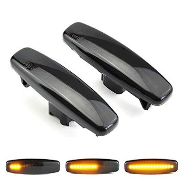 Imagem de Csslyzl 2 peças de luzes de seta de LED sequencial de fluxo dinâmico compatível com Infiniti FX35 FX37 G35 M35 M37 Nissan Murano Fuga Pathfinder Skyline, lente fumê