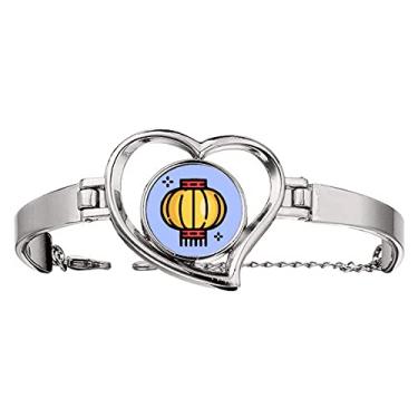 Imagem de N/A N/A Bracelete com pingente de fio e joia de coração com motivo chinês breve, medium, metal