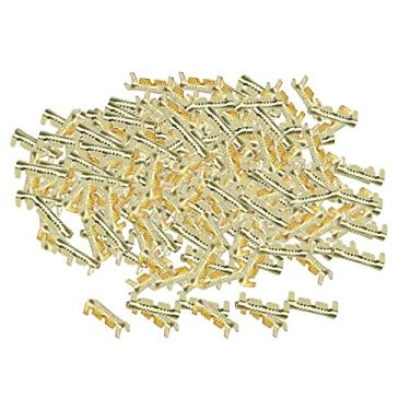 Imagem de harayaa Terminais de crimpagem compactos de latão para carro, inserções frias com abas, dentes pequenos de conexão rápida 453 em forma de U conector elétrico de crimpagem 0,5-1,5 mm quadrado, 200 peças