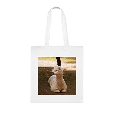 Imagem de Bolsa alpaca, presente amante de alpaca branca, bolsa de ombro alpaca reutilizável, ideia de presente de cesta de natal de aniversário, presente para ela, presente para ele, bolsa feminina, Branco