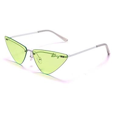 Imagem de Óculos de sol sem aro punk masculino Steampunk olho de gato óculos de sol feminino óculos de sol sem moldura UV400 triângulo, 2,A