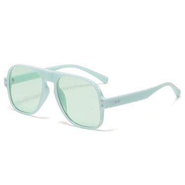 Imagem de Moda Candy Colors Piloto Óculos de Sol Mulheres Retro Designer Rebites Decoração Homens Tendência Verde Quadrado Óculos de Sol, Verde Verde, A