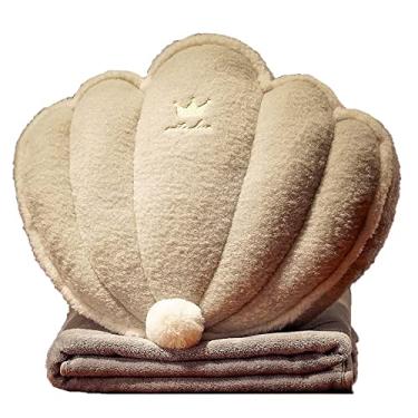 Imagem de Yajun Cobertor de almofadas 2 em 1 edredão de dormir de escritório de uso duplo divertido decoração de casa almofada confortável para sofá de carro para viajar em avião, cinzento, 30