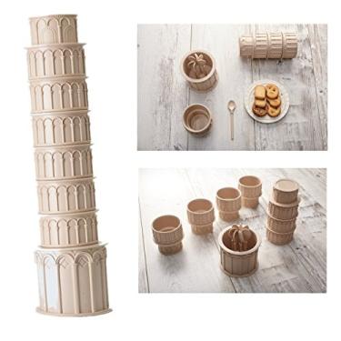 Imagem de HiCollie Conjunto de xícaras e colheres de café empilháveis criativo caneca xícara de chá inclinada da torre bege por Hicollie