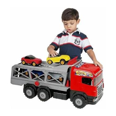 Imagem de Caminhão Super Cegonha Com 4 Carrinhos Vermelho - 5058 - Magic Toys