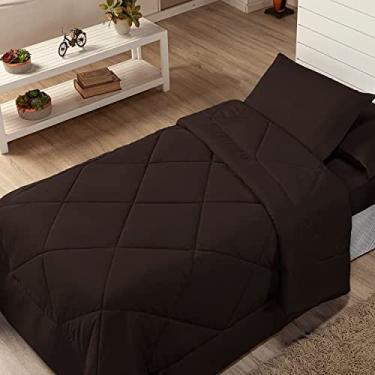 Imagem de Kit Edredom Solteiro Coberdrom 2 Peças Cobertor Margarida Cor:Marrom