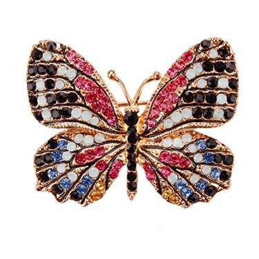 Imagem de Broche de strass de cristal borboleta com asas da Reizteko, Roxa