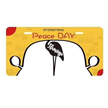 Imagem de DIYthinker Placa de carro flamingo preto e branco animal decoração de carro dia da paz