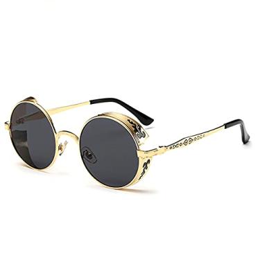 Imagem de Óculos de Sol Barcur Estilo Steampunk Redondos Oculos com Proteção Uv400 Polarizados (C4)