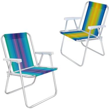 Imagem de 2 Cadeiras De Praia Varanda Camping Piscina Alta Alumínio 110Kg - Mor