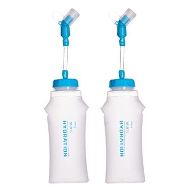Imagem de Qudai Garrafa de água esportiva dobrável de 2 peças 500ml TPU macio para hidratação pacote para corrida caminhada ciclismo escalada corrida maratona