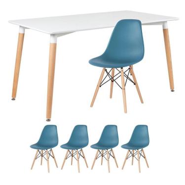Imagem de Mesa de jantar retangular Eames 80 x 140 cm + 4 cadeiras Eiffel DSW