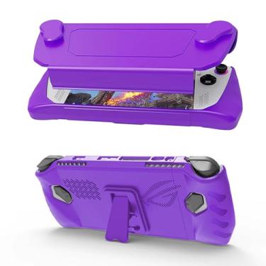 Imagem de NUHFUFA Capa protetora com capa frontal removível para ASUS Rog Ally 17.8 cm Handheld 2023, cobertura total com suporte, antiqueda, à prova de poeira, capa ergonômica (roxa)