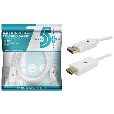 Imagem de 5+ Cabo Displayport 1.2 - Displayport + HDMI - Branco - 2M - com Trava, 5+