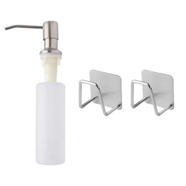 Imagem de Dispenser Dosador Detergente Sabão Embutir Com Porta Sabonete Esponja Aço Inox Escovado Para Cozinha Banheiro