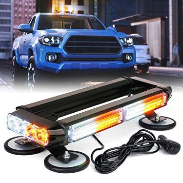 Imagem de Xprite Luz estroboscópica de LED branca âmbar COB com luz intermitente dupla face para aviso de perigo com base magnética para veículos de segurança de emergência, caminhões de reboque, carros, trator Snowplow