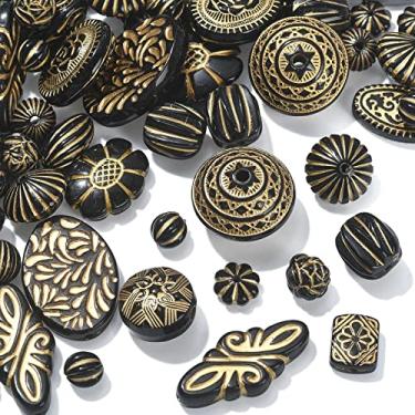 Imagem de Ipotkitt Contas redondas ovais acrílicas banhadas 100 g contas marrom coco contas de totem indiano antigo para fazer joias, pulseira, colar, artesanato de cabelo