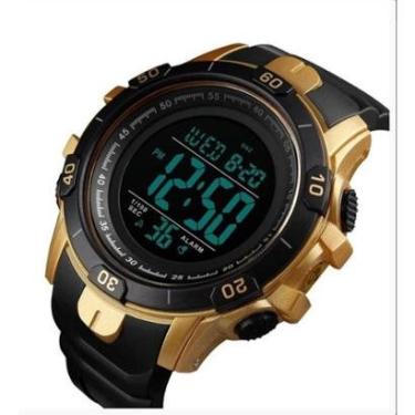 Imagem de Relógio esportivo digital preto dourado skmei 1475 plastico multifunção-Masculino