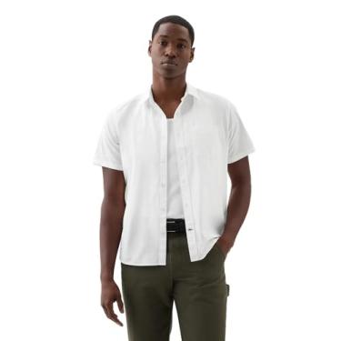 Imagem de GAP Camisa masculina de manga curta de popelina elástica com caimento justo, Branco óptico, G