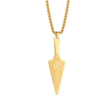 Imagem de VASSAGO Ankh Colar Olho de Hórus Colar Pingente Ponta de Flecha Colar Ankh Cruz Colar para Homens Mulheres Lança Colares Joias de Proteção Egípcia, Aço inoxidável, Sem Pedra Preciosa